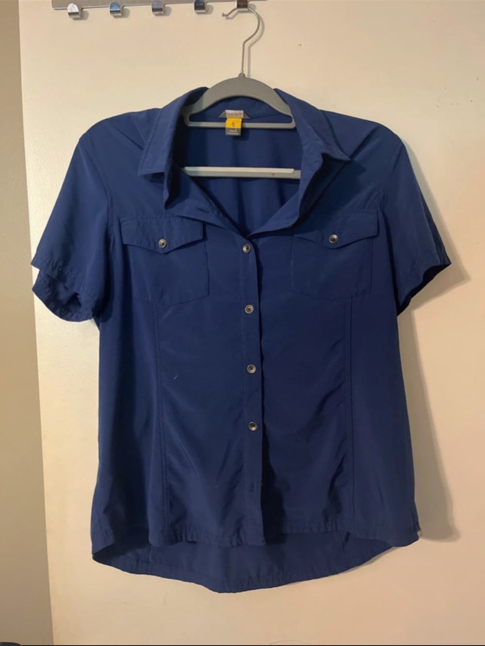 Eddie Bauer Navy Short-Sleeve Button-Down Shirt